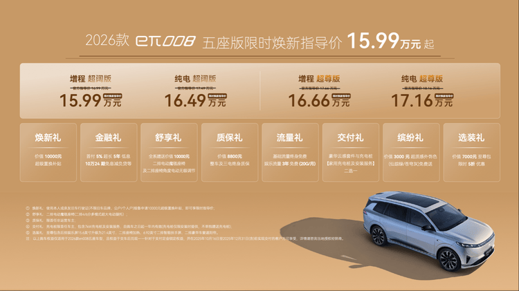 東風(fēng)奕派2026款納米01、2026款eπ008五座版高能上市